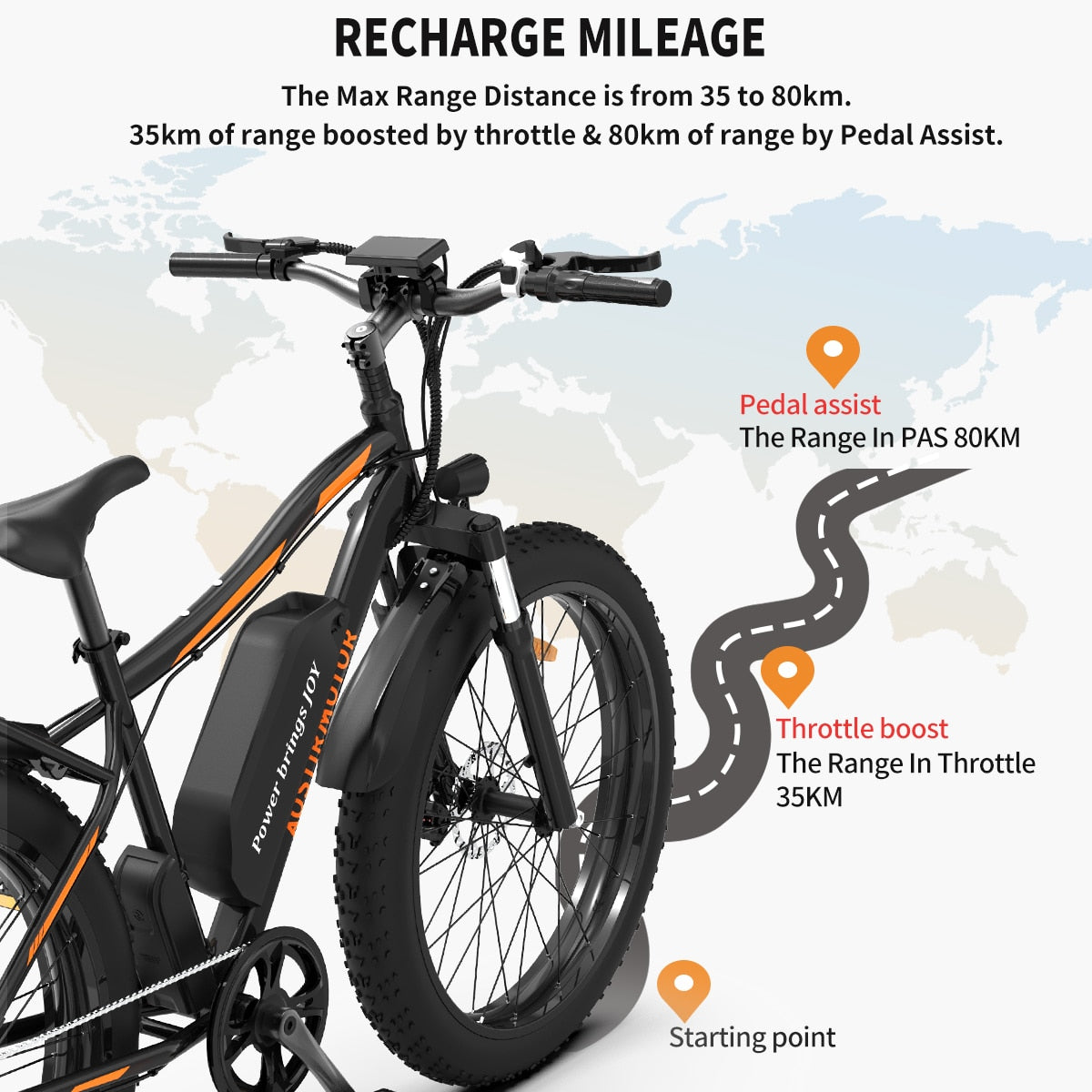 AOSTIRMOTOR S07-B Ebike 750W Motor 48V 13Ah Battery Electric Bike Beach Bicycle 26In 4.0 Fat Tire Mountain Bike With Rear Shelf