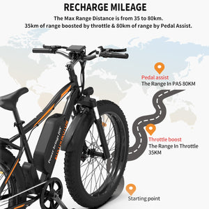 AOSTIRMOTOR S07-B Ebike 750W Motor 48V 13Ah Battery Electric Bike Beach Bicycle 26In 4.0 Fat Tire Mountain Bike With Rear Shelf