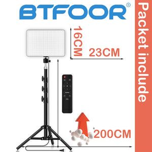EU Plug LED 2700k-5700k Video Fill Lamp Light Panel Photography Lighting With Tripod Stand Long Arm For Live Stream Photo Studio