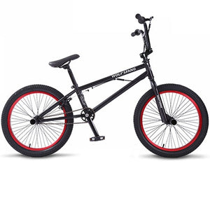 wolf's fang 20Inch BMX steel frame Performance Bike purple/red tire bike for show Stunt Acrobatic Bike rear Fancy street bicycle