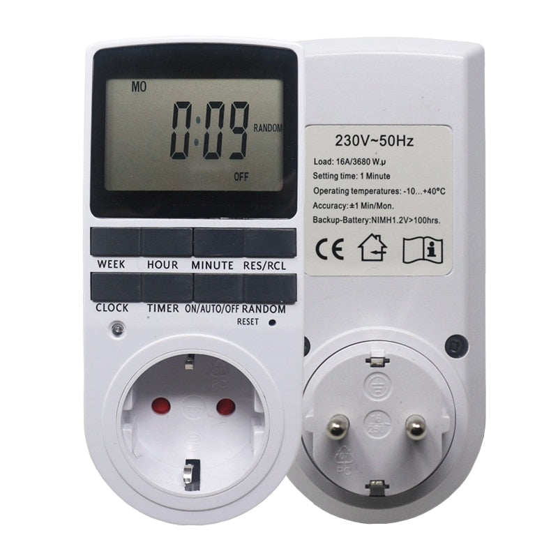 Electronic Digital Timer Socket EU/UK/US/FR Plug Outlet Programmable Timing Socket Control 220V Timer Switch Socket for Kitchen