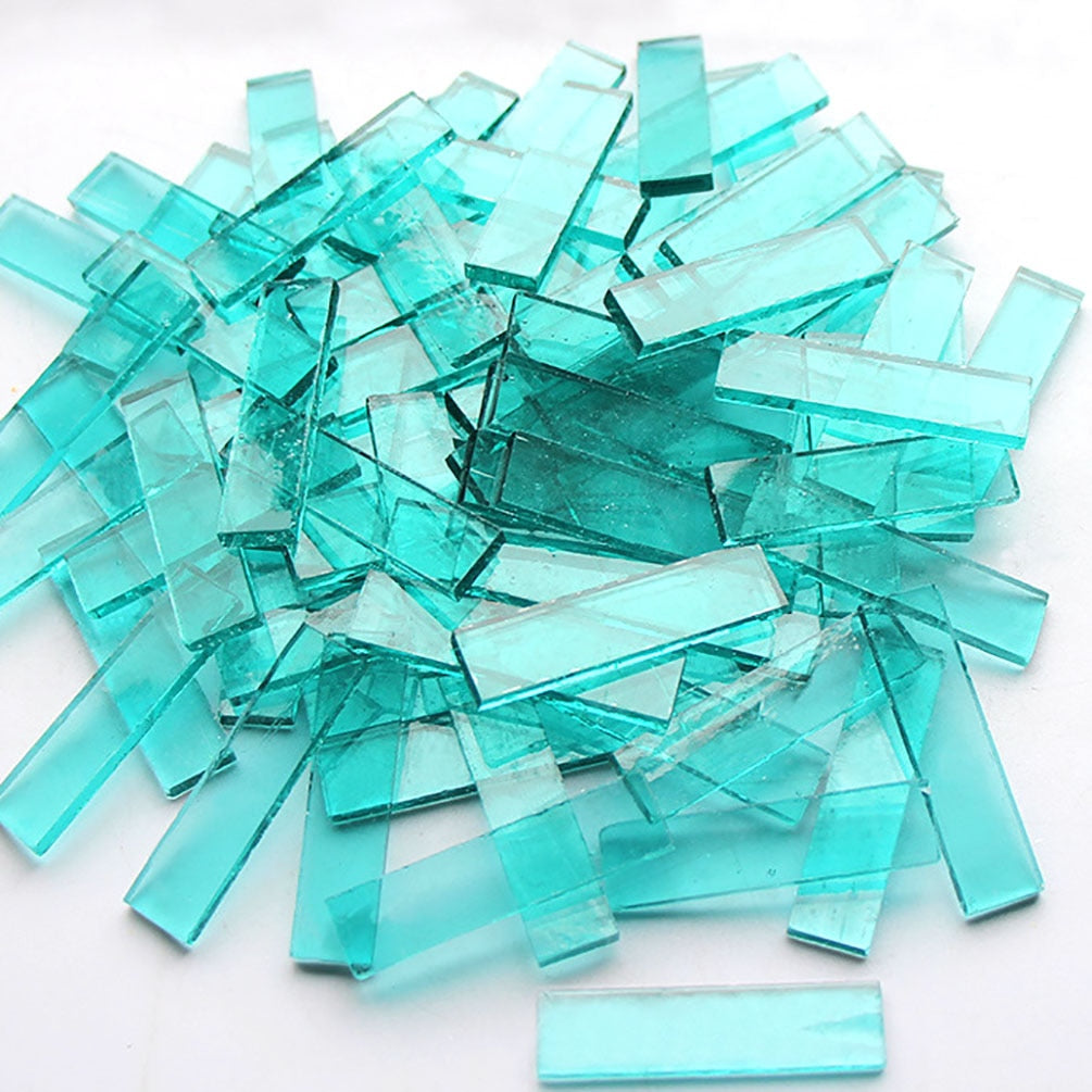 Mixed Color 1 X 4 Cm Square Stained Glass Strip Clear Glass Mosaic Pieces DIY Mosaic Tiles Hobbies Art Crafts Material 100g