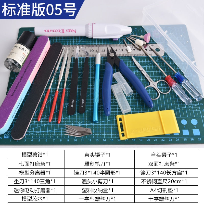 New Model Building Tools For Gundam Tools Hobby Military Model DIY Accessories Grinding Cutting Mat Polishing Tools Set(no glue)