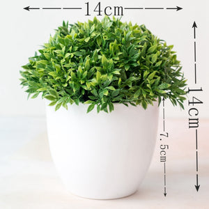 Mini Artificial Plants Bonsai Simulation Tree Pot Faux Green Grass Fake Flowers Office Table Potted Ornaments Home Decor Display