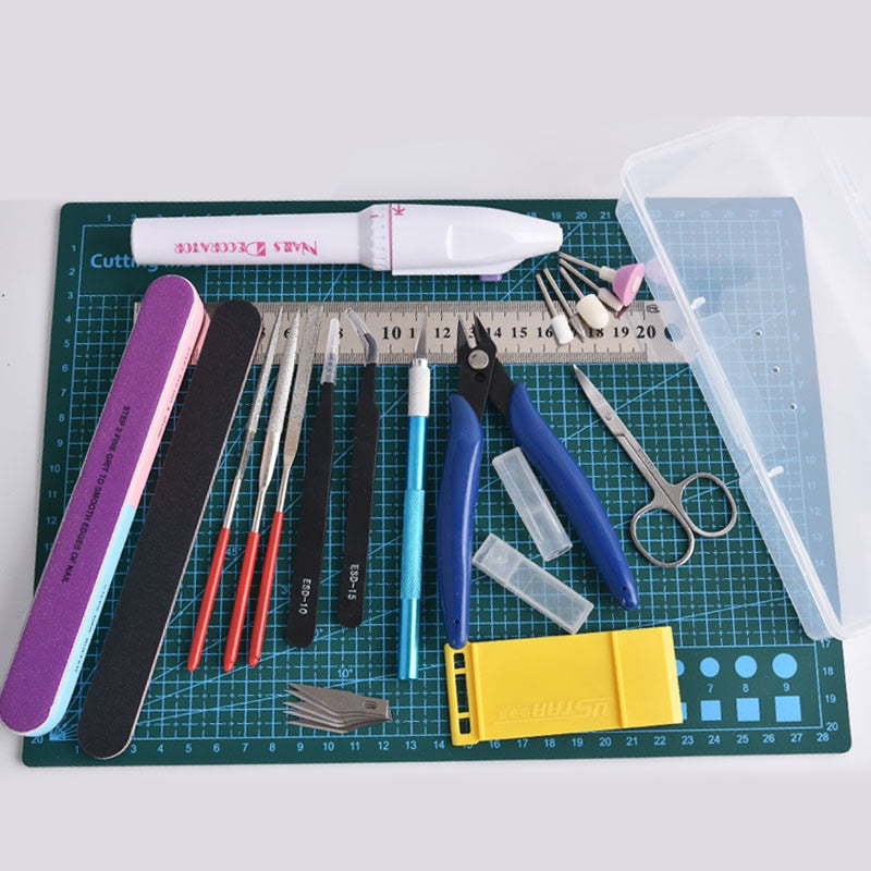 New Model Building Tools For Gundam Tools Hobby Military Model DIY Accessories Grinding Cutting Mat Polishing Tools Set(no glue)