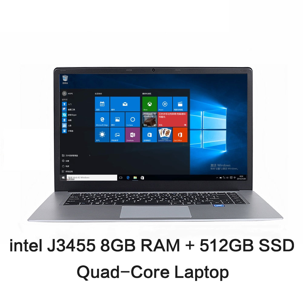 2022 NEW 15.6 inch Student Laptop intel J3455 Quad Core 128GB 512GB SSD ROM 8GB RAM Notebook Computer Windows10 Laptop Ultrabook