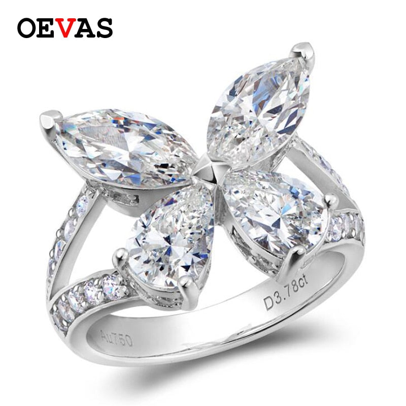 OEVAS 100% 925 Sterling Silver Sparkling High Carbon Dimaond Butterfly Rings For Women Anniversary Gift Girls Party Fine Jewelry