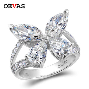OEVAS 100% 925 Sterling Silver Sparkling High Carbon Dimaond Butterfly Rings For Women Anniversary Gift Girls Party Fine Jewelry