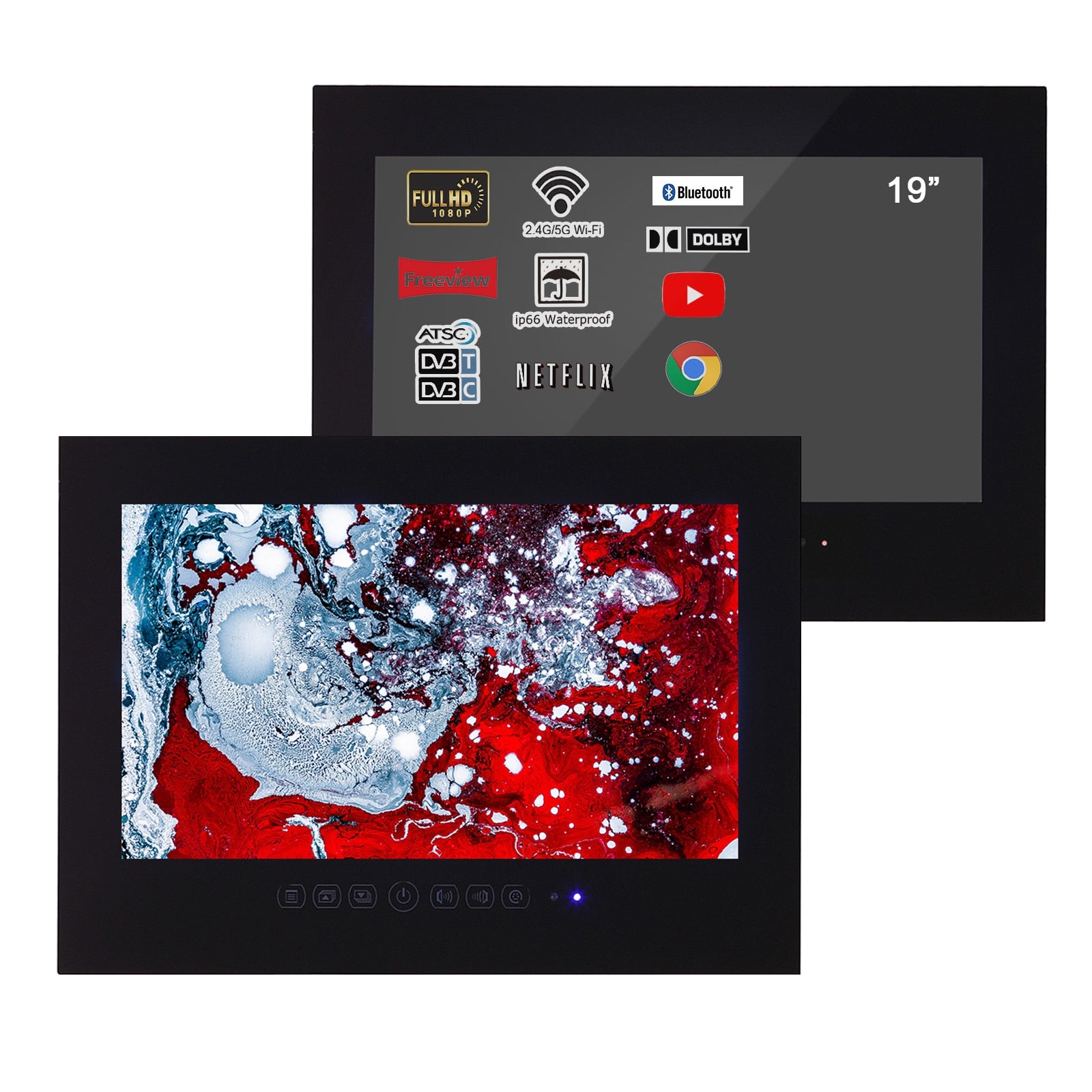 Souria 19 inch Android 10.0 Smart Waterproof LED TV for Bathroom LCD Monitor WIFI HD Home Television WIth Internet