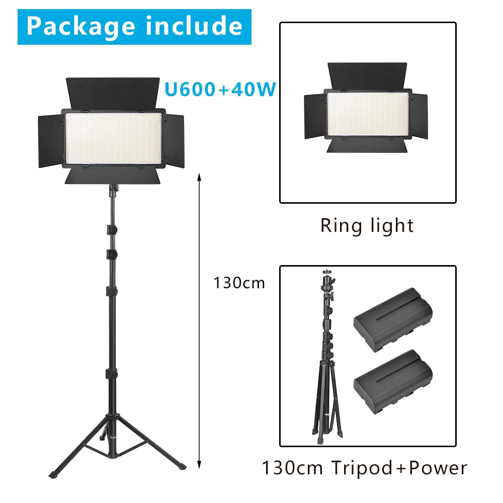 U800 LED Photo Studio Light for Tiktok Youbute Game Live Video Lighting 40W/50W Portable Video Recording Photography Panel Lamp