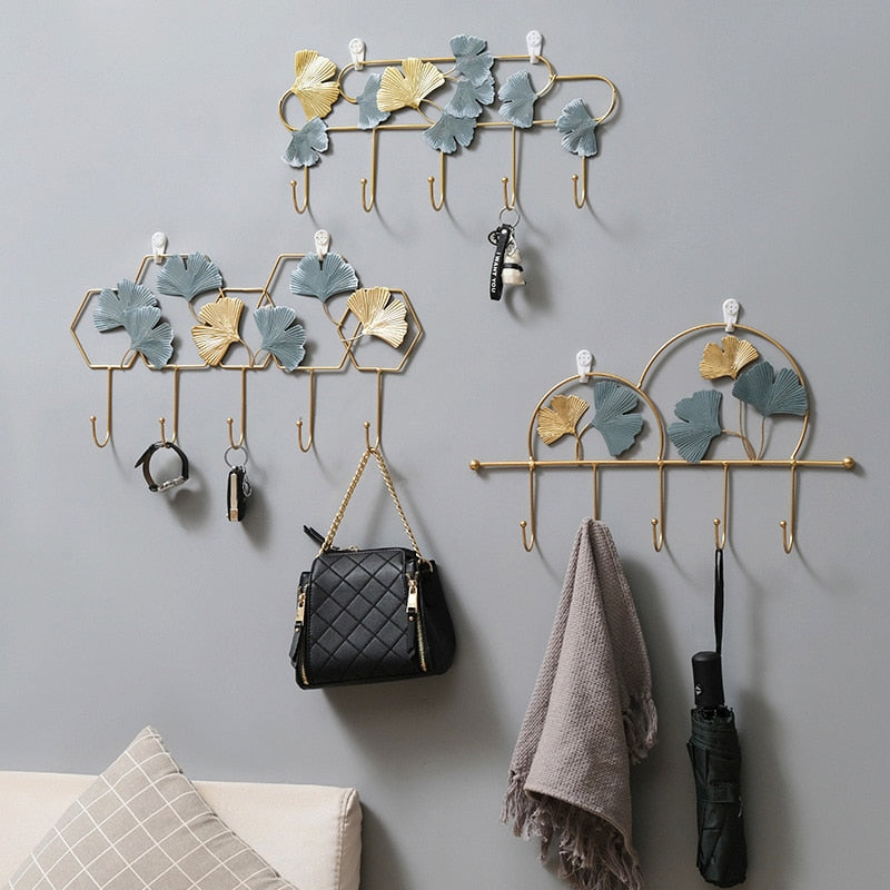 Creative Metal Key Hooks Coat Rack Nordic Home Decoration Iron Wall Shelving Storage Hanger Wall Hanging Hook