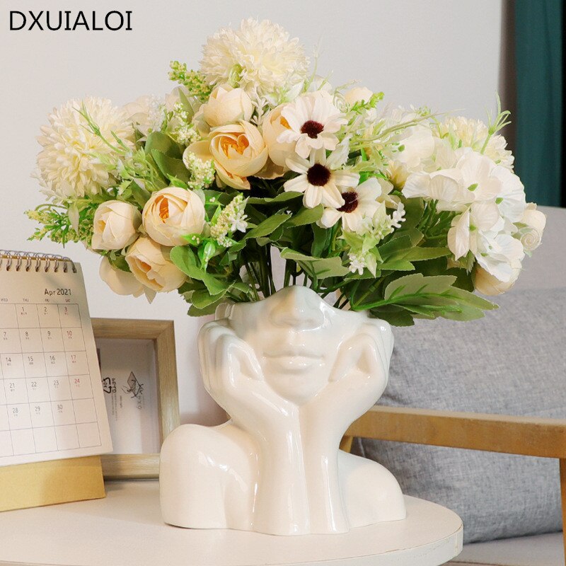 Ceramic Vase Nordic style living room decoration crafts simulation body art ornaments Home Deco Accessories DXUIALOI Flower vase