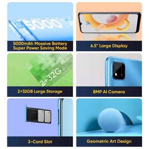 Global Version Realme C11 2021 2GB RAM 32GB ROM Smartphone 6.5 Large Display 8MP Camera 5000mAh Battery Play Store