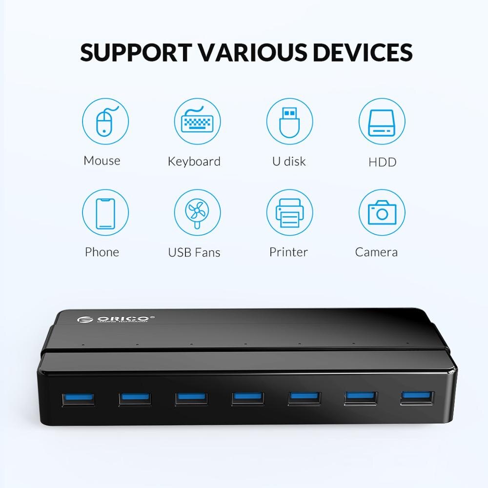 ORICO USB HUB 7/4 Port USB3.0 Desktop HUB with 12V Power Adapter USB Splitter For Computer Accessories