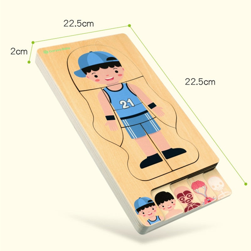 Montessori Educational Boys Girls Body Structure Puzzle Children Wooden Toys Children Puzzles Kids Early Educational Toys