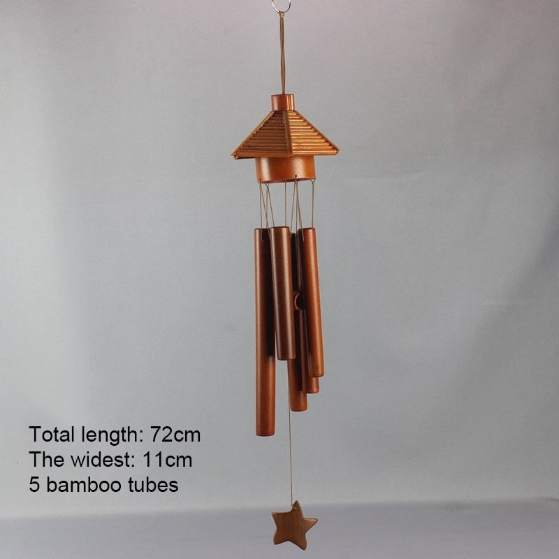 Bamboo Wind Chimes Pendant Balcony Outdoor Yard Garden Home Decor Antique Windbell Handmade Windchime Indoor Wall Hanging Crafts
