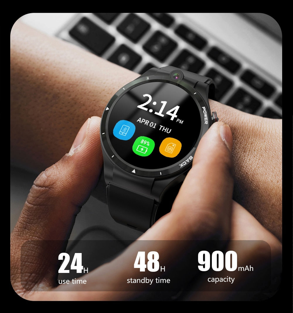 LEMFO LEM15 4G Smart Watch Men 128GB ROM 900mAh Power Bank 2021 Dual Cameras Smartwatch GPS Helio P22 Chip Android 10.7
