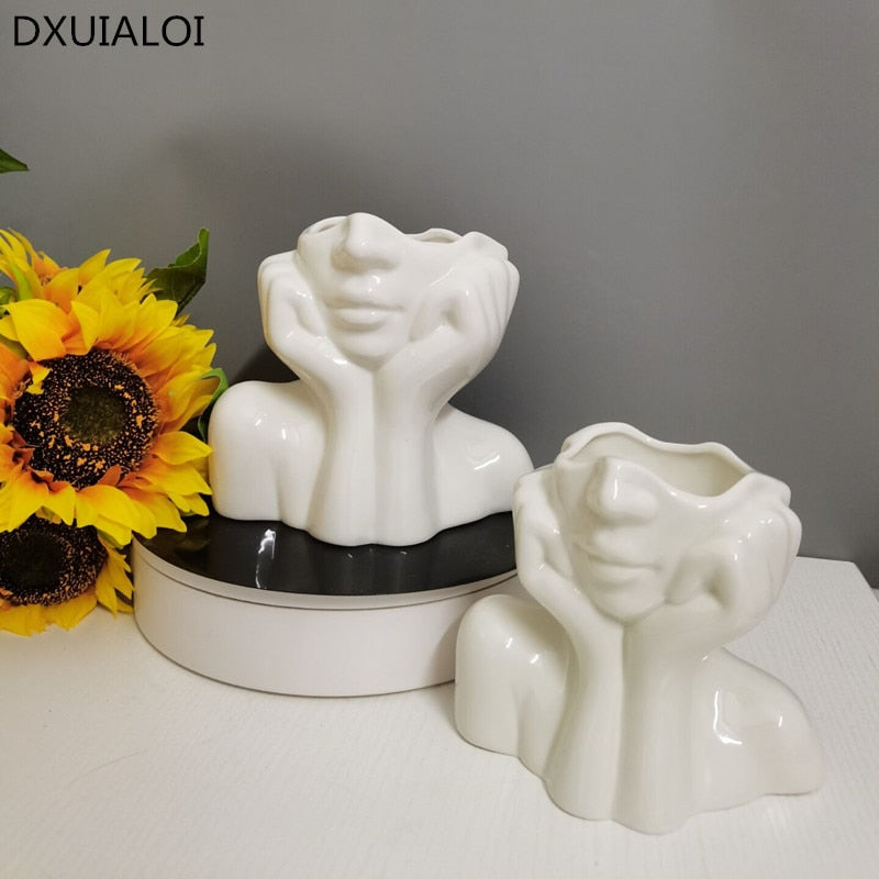 Ceramic Vase Nordic style living room decoration crafts simulation body art ornaments Home Deco Accessories DXUIALOI Flower vase