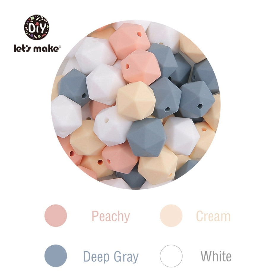 Let&#39;s Make 10pc 14mm Silicone Beads Hexagon Bpa Free Silicone Teether Diy Teething Toy Baby Chewable Accessories Baby Teether