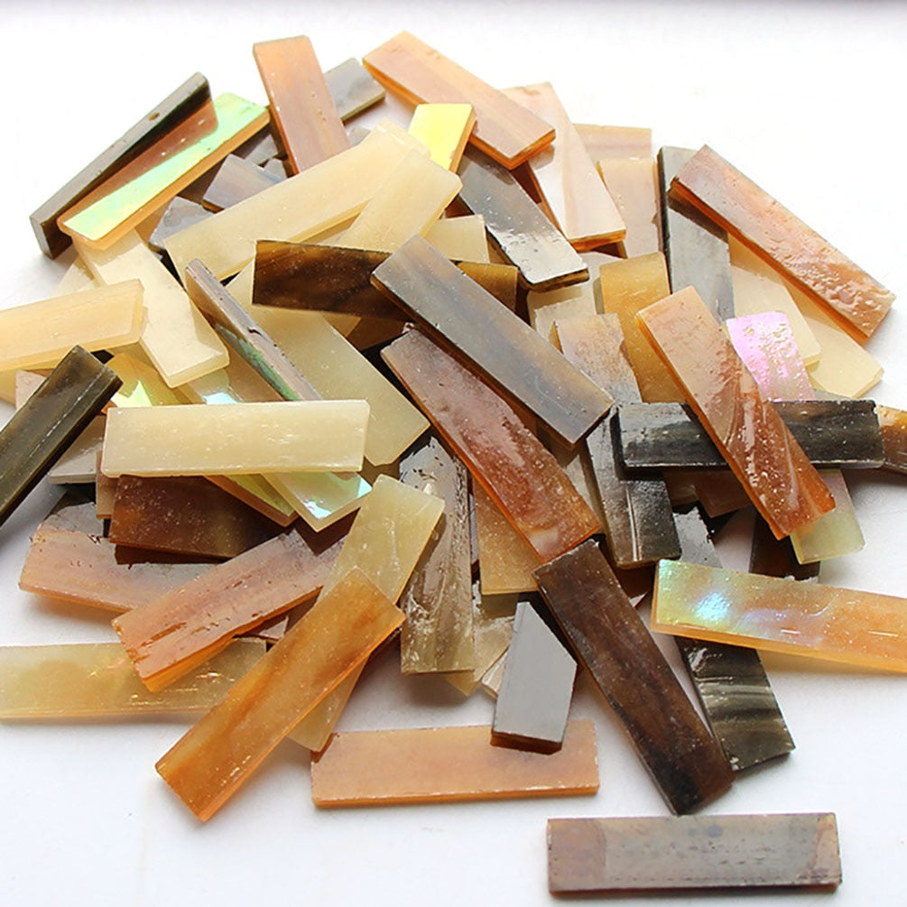 Mixed Color 1 X 4 Cm Square Stained Glass Strip Clear Glass Mosaic Pieces DIY Mosaic Tiles Hobbies Art Crafts Material 100g