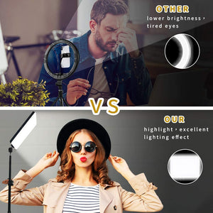 EU Plug LED 2700k-5700k Video Fill Lamp Light Panel Photography Lighting With Tripod Stand Long Arm For Live Stream Photo Studio