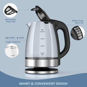 DEVISIB 2.0L Electric Kettle with Temperature Control Smart Tea Coffee Water Heater Teapot Cordless Kitchen Appliances 120V/220V