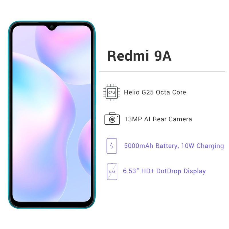 Global Version Xiaomi Redmi 9A 2GB RAM 32GB ROM Smartphone Brand New Telephone MTK Helio G25 Octa Core Redmi9a 32 Mobile Phone