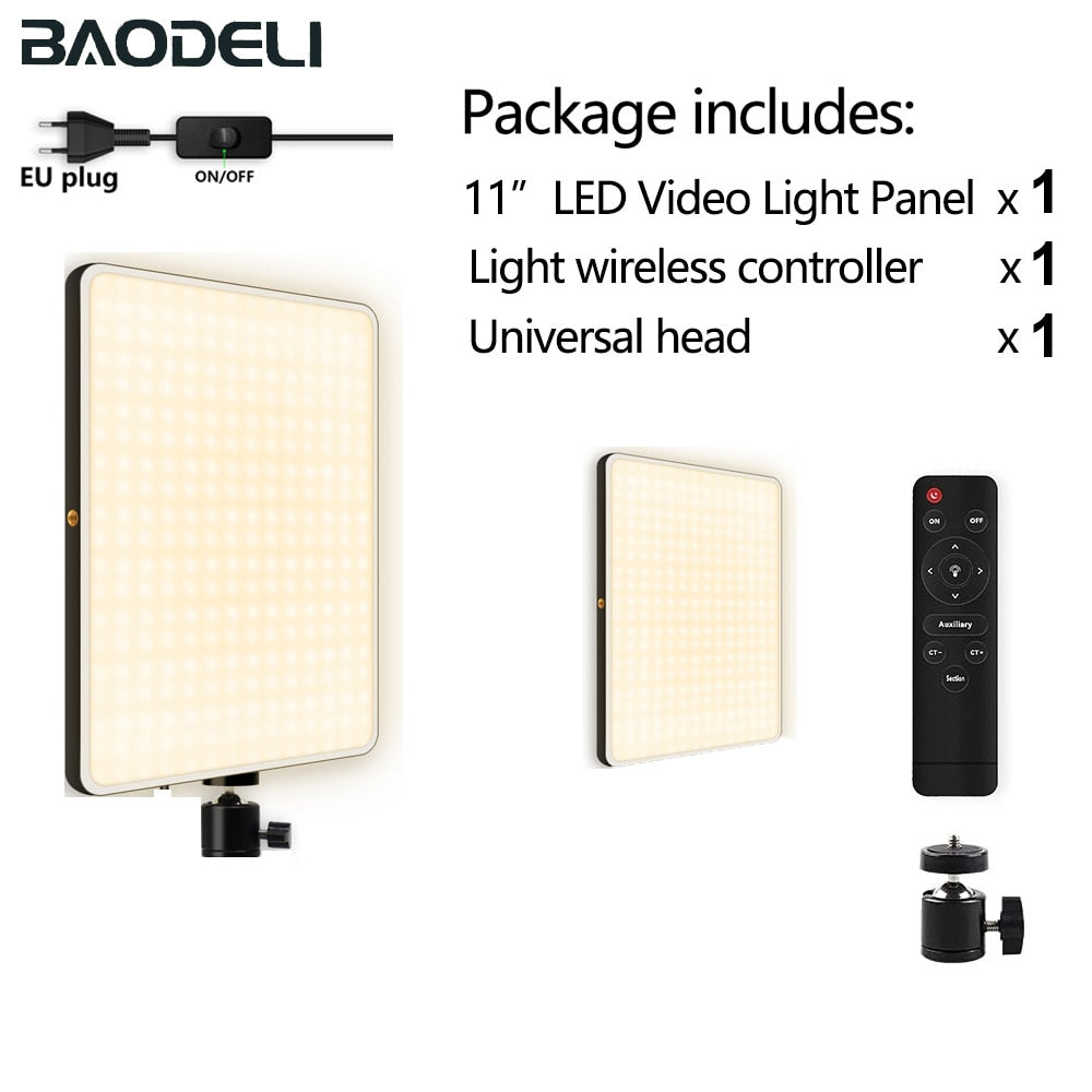 LED Fill Lamp Video Light Panel Bi-color 2700k-5700k Photography Lighting Live Stream Photo Studio Light With Stand EU Plug