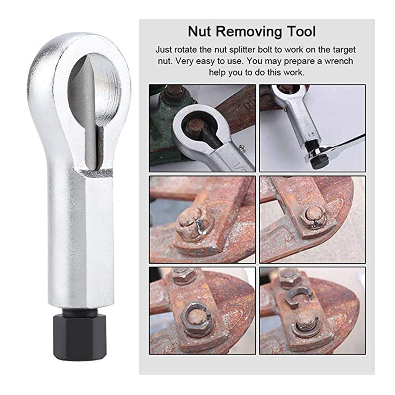 REIZ Nut Splitting Wrench Screw Cracking Spanner Set Adjustable Damaged Nut Remove Extractor Rust-Resistant Heavy Duty Tool Kit