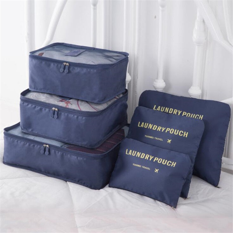 6Pcs/Set Travel Bag Men And Women Multifunction Clothing Luggage Organizer Bag Mesh Packing Cubes Unisex Travel Storage Bags Kit