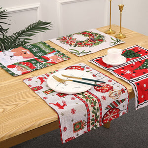 HOT Christmas Placemat Santa Claus Merry Decor Home Decor Ornaments Kitchen Chrismas Table Decoration Xmas Gift New Year 2022