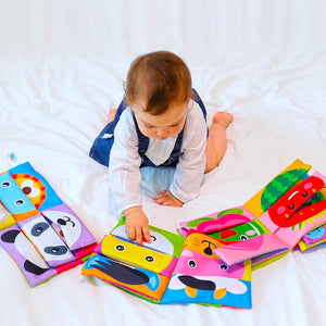 Cloth Book Cartoon Animal Face Matching Torn Baby Stereo Cloth Book Montessori Early Educational Teaching Toddler Books Gifts