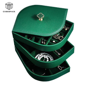 3-Layers Luxury Large Leather Jewelry Storage Box Tray Women Jewelry Organizer Case Earrings Ring Necklace Casket Jewellery Box