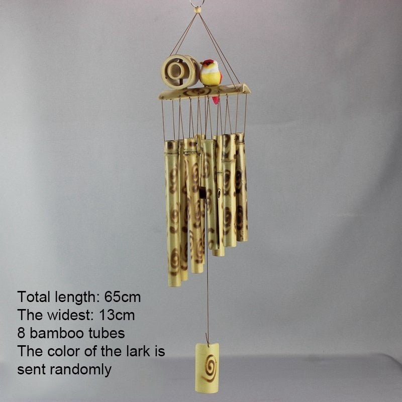 Bamboo Wind Chimes Pendant Balcony Outdoor Yard Garden Home Decor Antique Windbell Handmade Windchime Indoor Wall Hanging Crafts