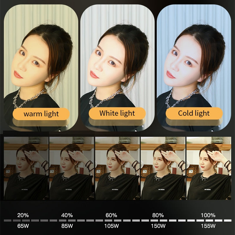 Dimmable E27 155W LED Lamp Bulb With Long Arm Holder Tripod Stand EU Photography Lighting For Live Stream Photo Studio Fill Lamp
