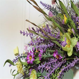 61cm Lavender Wreath Handmade Artificial Green Leaves Wreath Eco-friendly Front Door Home Decor For Wedding Birthday Party