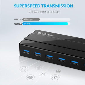 ORICO USB HUB 7/4 Port USB3.0 Desktop HUB with 12V Power Adapter USB Splitter For Computer Accessories