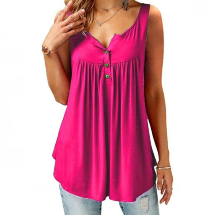 S-6XL Oversized T-shirt Women Loose Casual Sleeveless Female  Pleated Solid Tank Top Woman's Clothing Streetwear 2022 Summer New