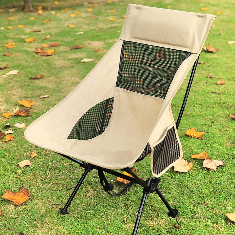 Camping Chair High Back Folding Camp Chair for Fishing, Garden Backpacking Outdoor Camping Chair for Beach Travel Recliner
