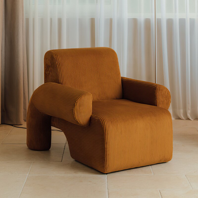 Nordic creative single sofa light luxury simple modern INS retro leisure chair corduroy fabric couch for lazy room furniture