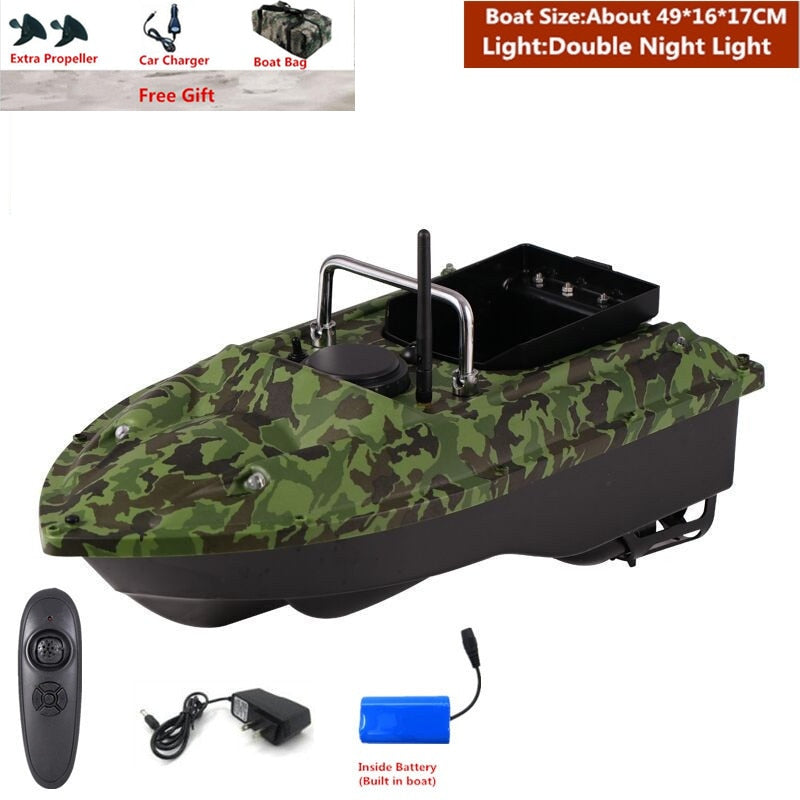 Smart Fixed Speed Cruise Radio Remote Control Fishing Bait Boat 1.5KG 500M Dual Night Light Lure Fishing RC Bait Boat Fishing