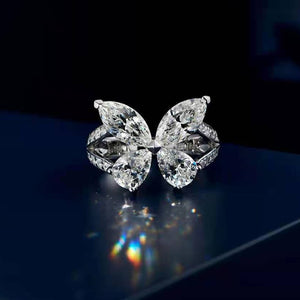 OEVAS 100% 925 Sterling Silver Sparkling High Carbon Dimaond Butterfly Rings For Women Anniversary Gift Girls Party Fine Jewelry