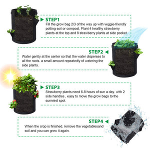 Garden Outdoor Planting Grow Bag Strawberry Vertical Flower Herb Pouch Root Breathable Vegetable Round Reusable Pot Planter D30