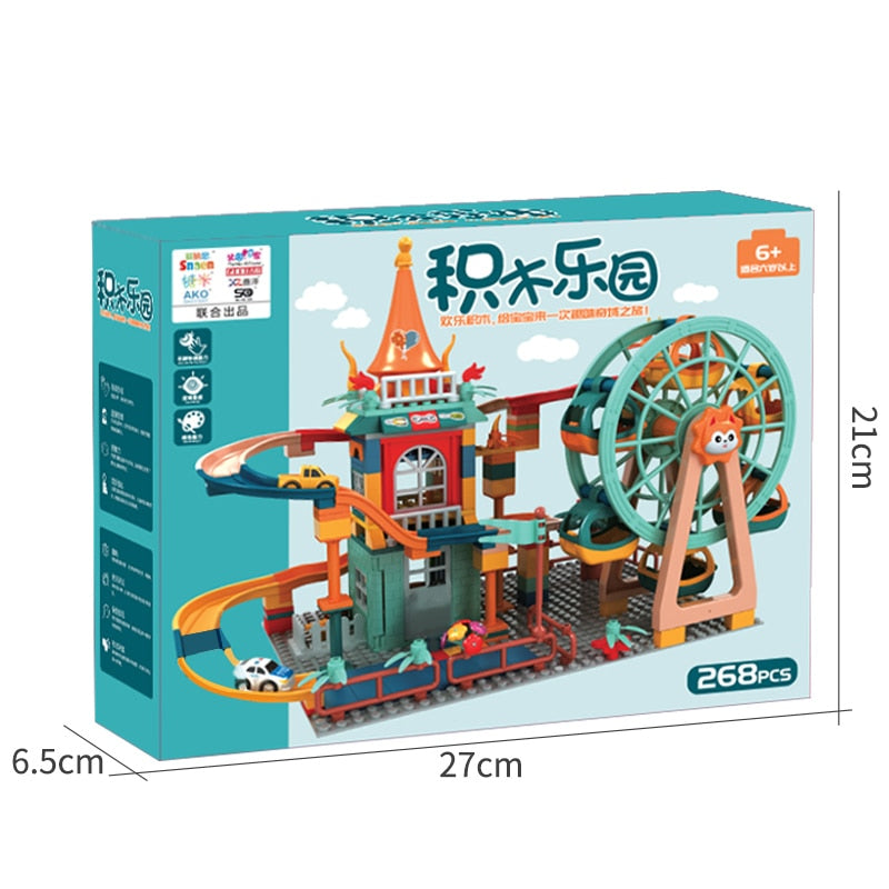 Marble Run Architecture Castle Building Blocks Car Action Figures Friends Children Educational Toys for Boys Christmas Gifts