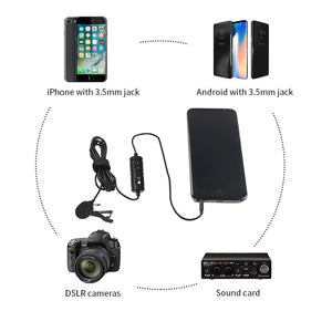 YICHUANG 3.5mm Audio Video Record Lavalier Lapel Microphone Recording microphone Clip On Mic for Phone Cameras