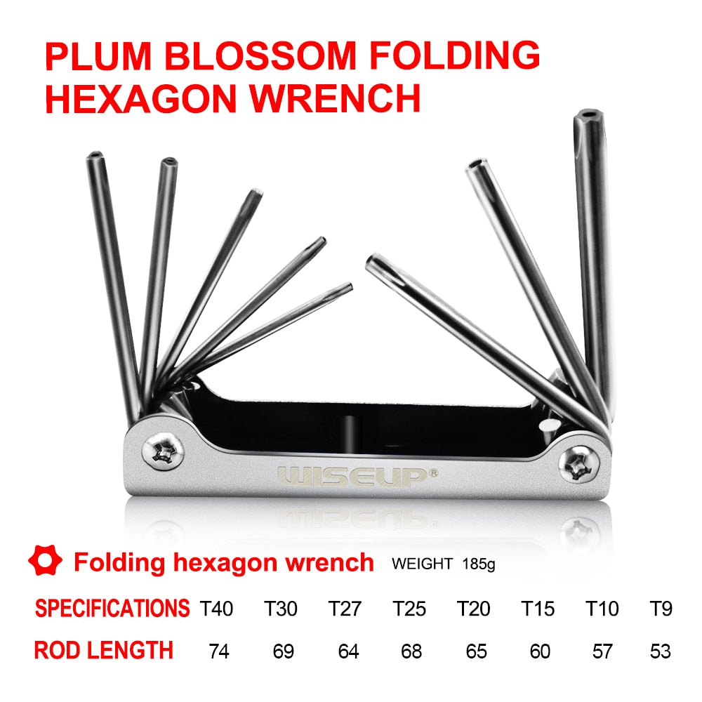 WISEUP Allen Keys Folding Hexagon key set CR-V Folding Screwdriver flat Torx Keys hand tools Portable star key Wrench Set