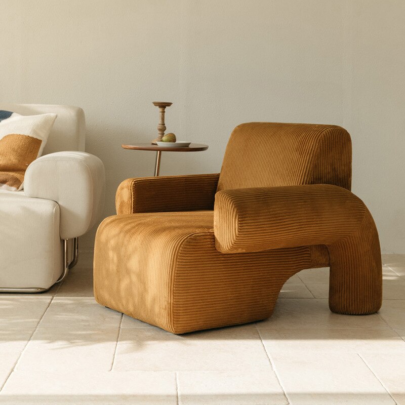 Nordic creative single sofa light luxury simple modern INS retro leisure chair corduroy fabric couch for lazy room furniture