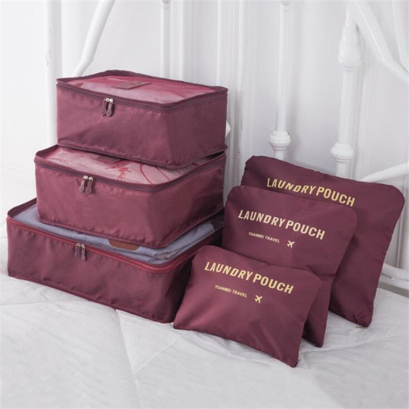 6Pcs/Set Travel Bag Men And Women Multifunction Clothing Luggage Organizer Bag Mesh Packing Cubes Unisex Travel Storage Bags Kit