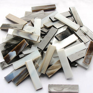Mixed Color 1 X 4 Cm Square Stained Glass Strip Clear Glass Mosaic Pieces DIY Mosaic Tiles Hobbies Art Crafts Material 100g
