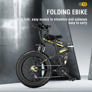 Janobike H26 1000W 48V Electric Bicycle  26 Inch  4.0 Fat Tire with 12.8A Panasonic Battery Portable Fold Electric Mountain Bike